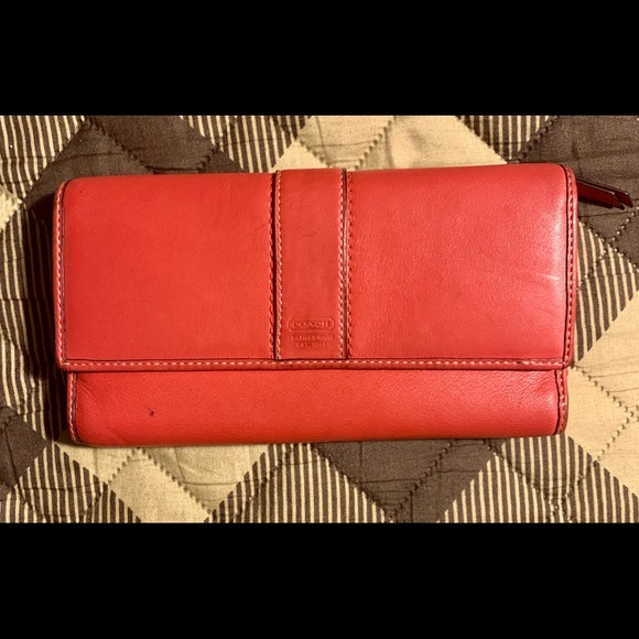 Coach Handbags - Well-loved, Authentic Coach Pink Leather Wallet